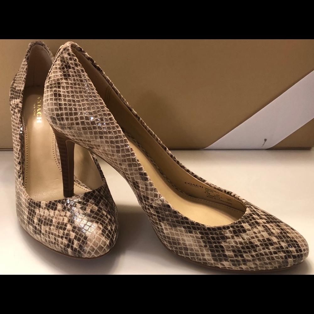 Coach Nadine Sand Printed Snake Pumps